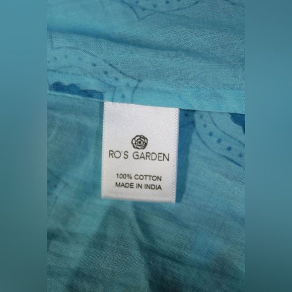 Ro's Garden Blue Floral Cotton Maxi Dress | Long Sleeves | L | Light | Elegant - Picture 6 of 11